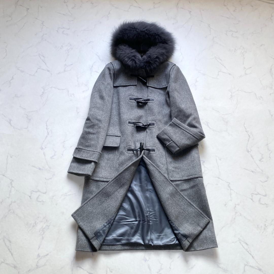 美品✨アナイ メルトンダッフルコート ロング フォックスファー グレー 38