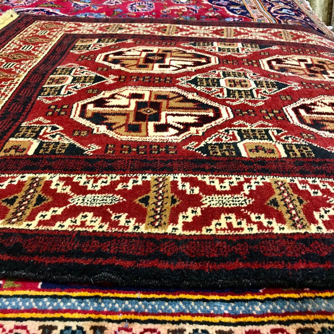 ペルシャトルクメンウールラグ/サイズ:85x150cm…。 ..m53。