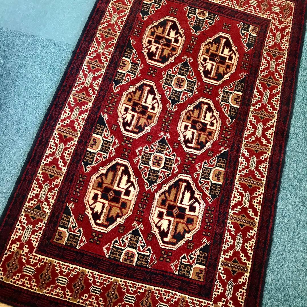 ペルシャトルクメンウールラグ/サイズ:85x150cm…。 ..m53。