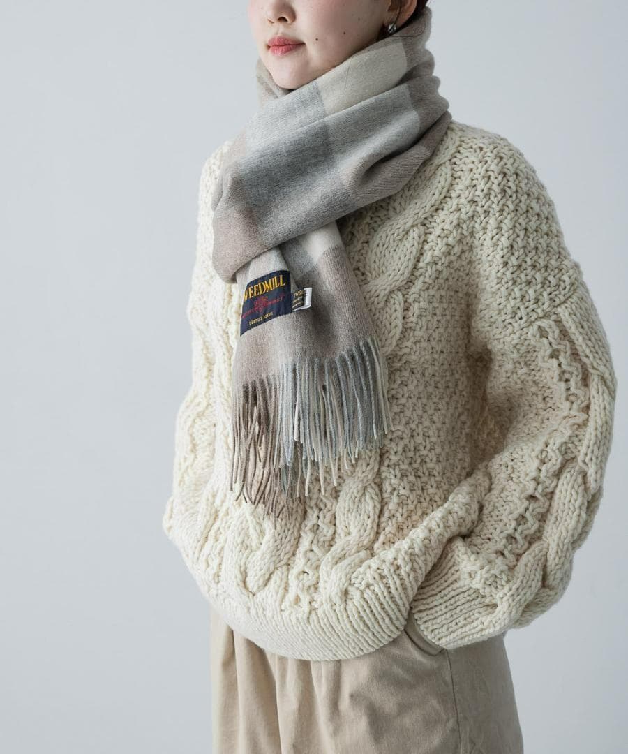 新品◆かぐれ◆TWEED MILL Lambswool Stole《BEIGE》