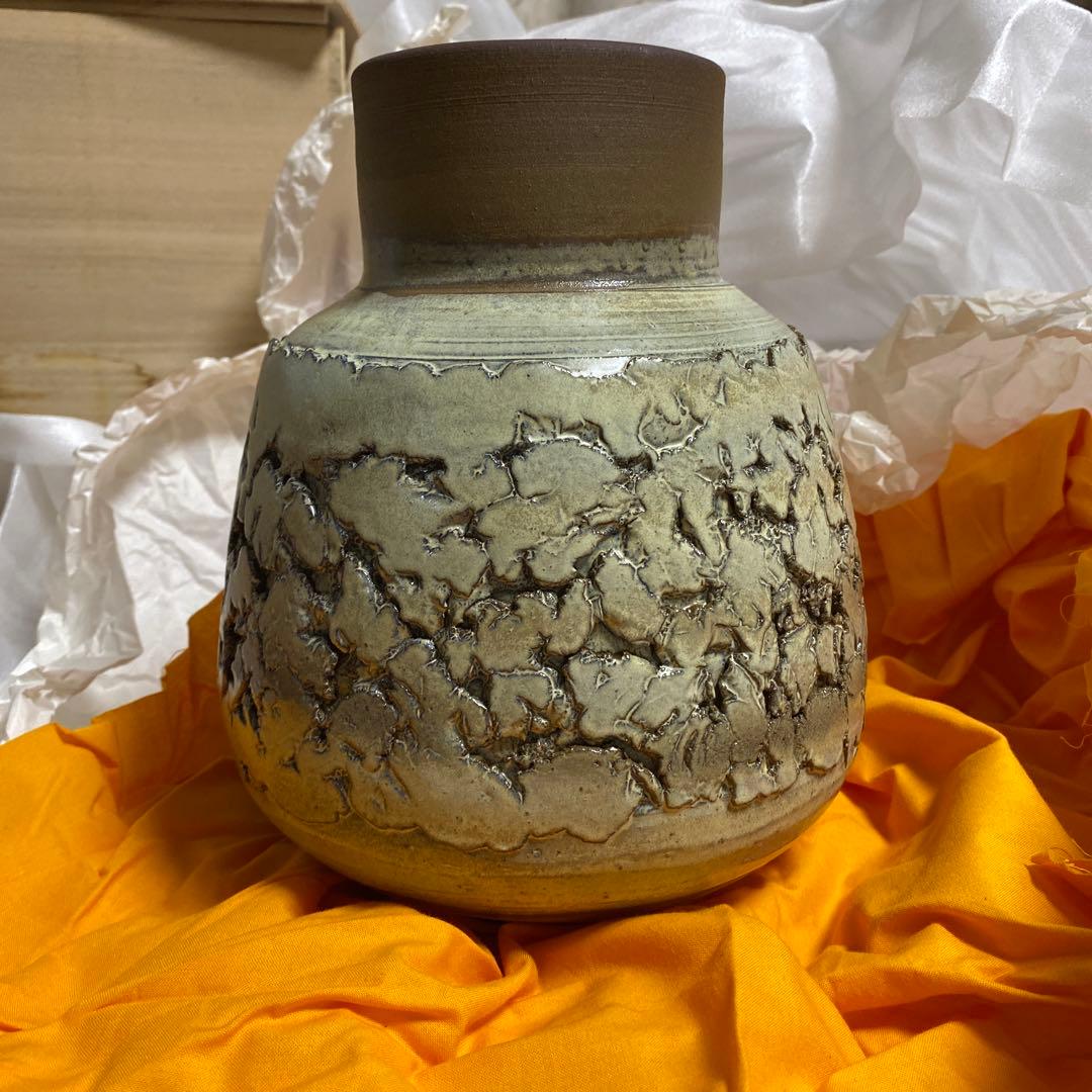 花瓶　陶器　瀬戸　広末窯　作品　美品　フラワーベース　壺　置き物　匿名配送