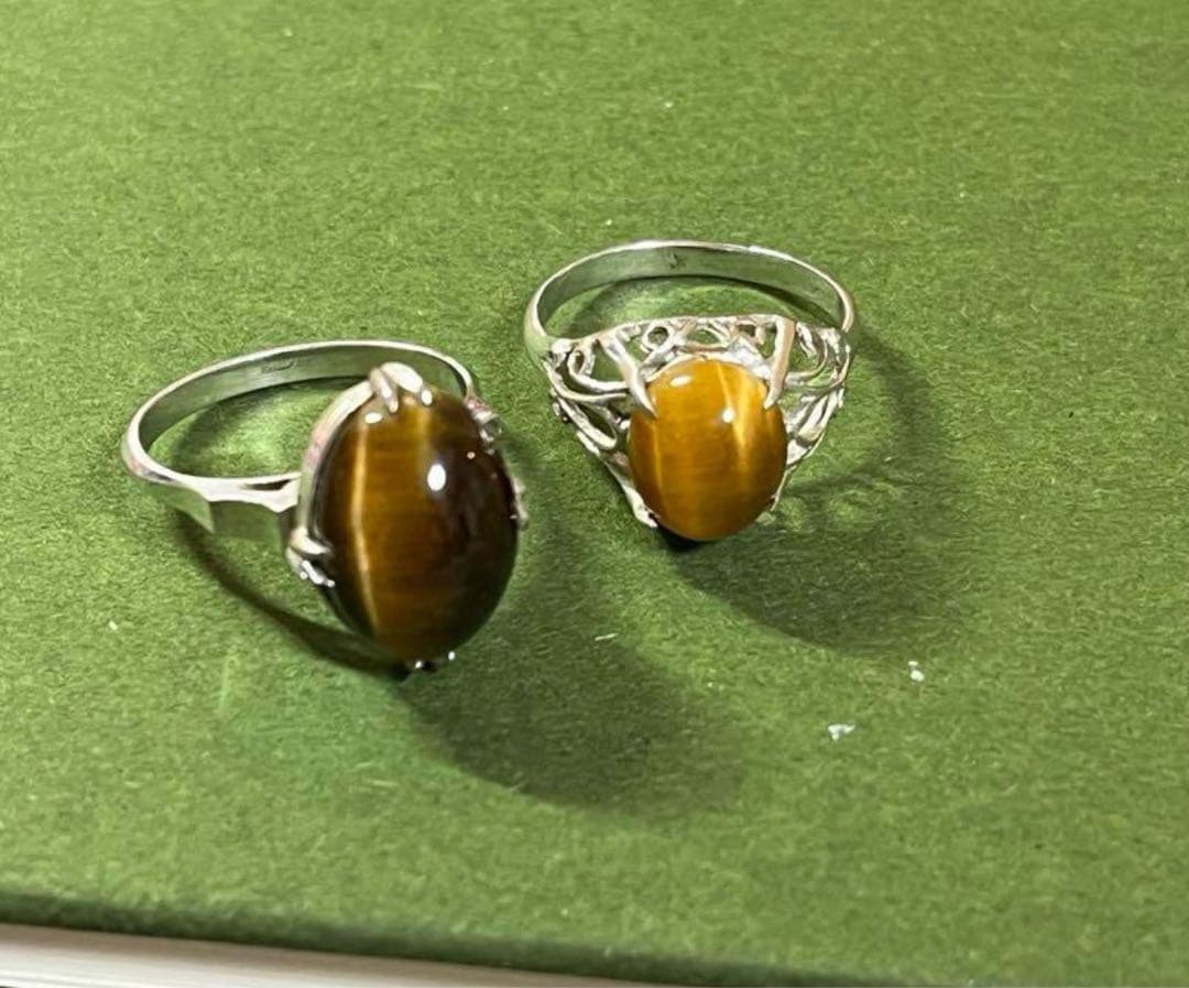 シルバー タイガーアイリング パートナーセット