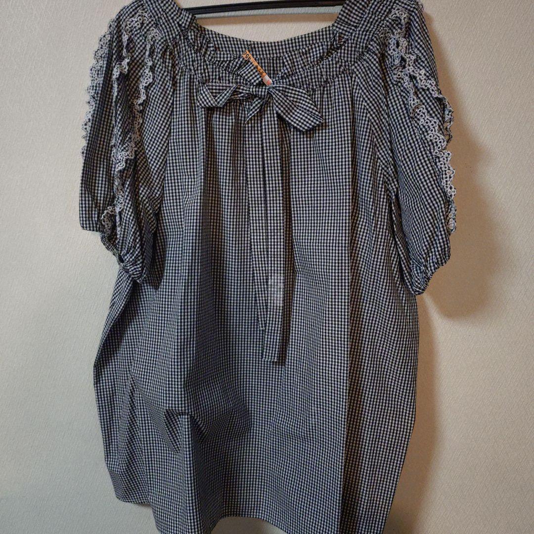 ローズティアラ★バックりぼんギンガムチェックチュニック新品50サイズ破格‼️