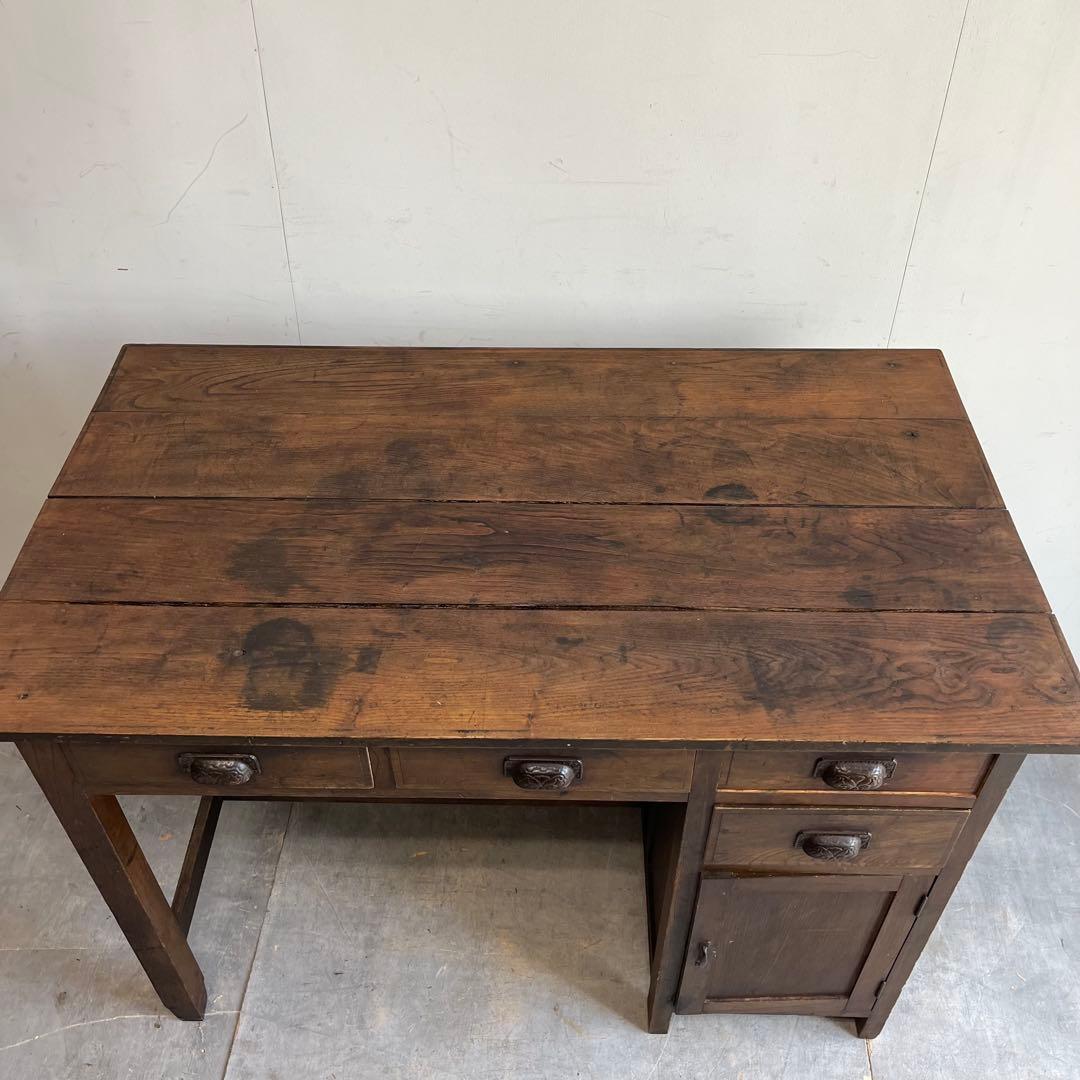 アンティーク 片袖机 デスク テーブル 昭和レトロ z483
