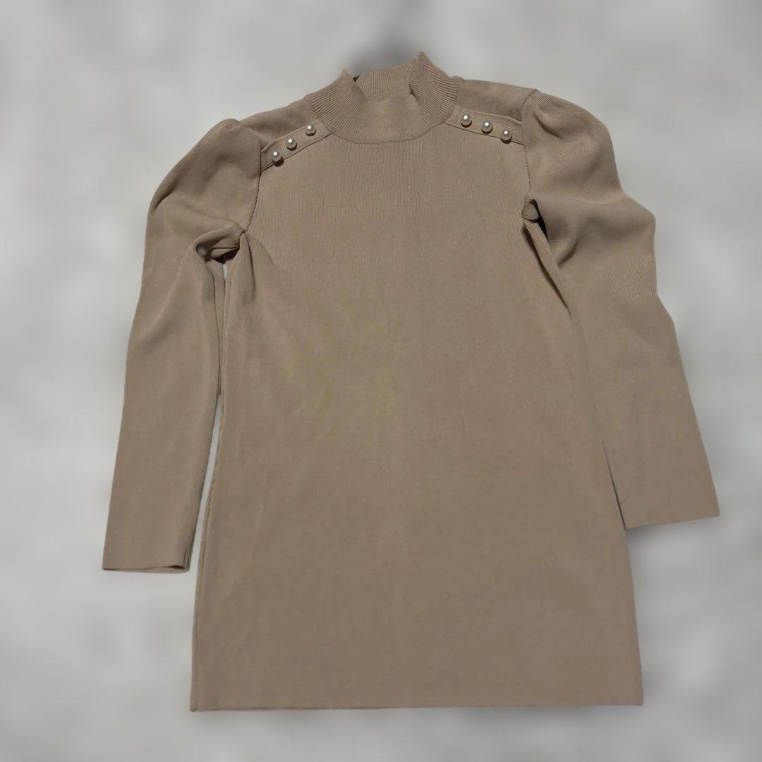 美品　BORDERS at BALCONY パールニット36 ベージュ