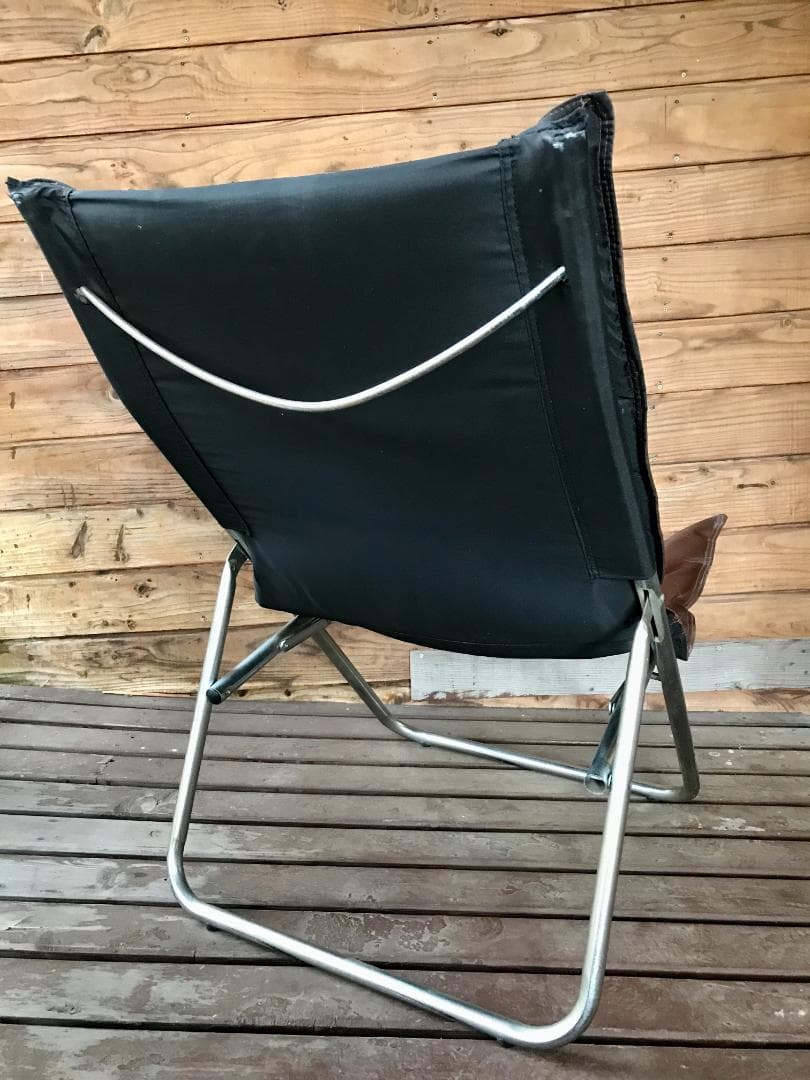 ヴィンテージ調バタフライチェア 折りたたみ レザー×スチール