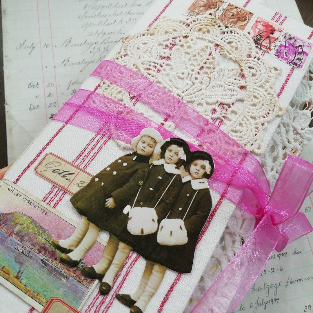 vintage pinkジャンクジャーナル　雑記帳　ヴィンテージ　お花と子ども