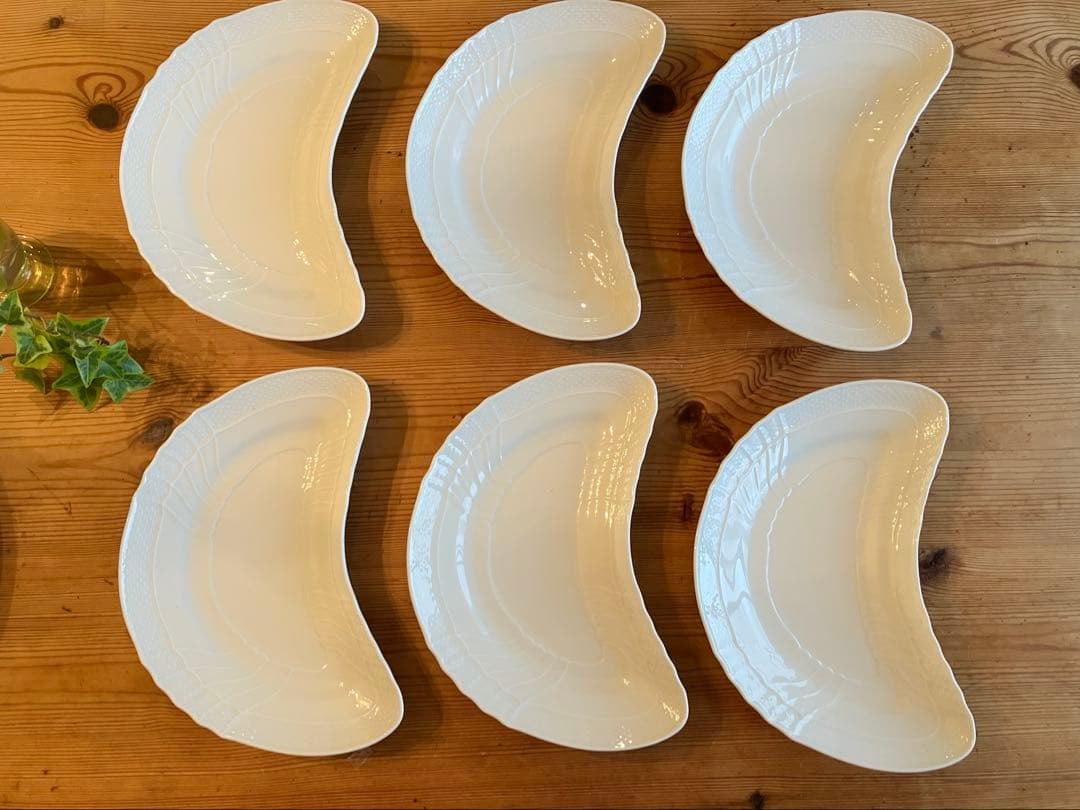 ジノリ　ベッキオホワイト　クレッセントディッシュ×6