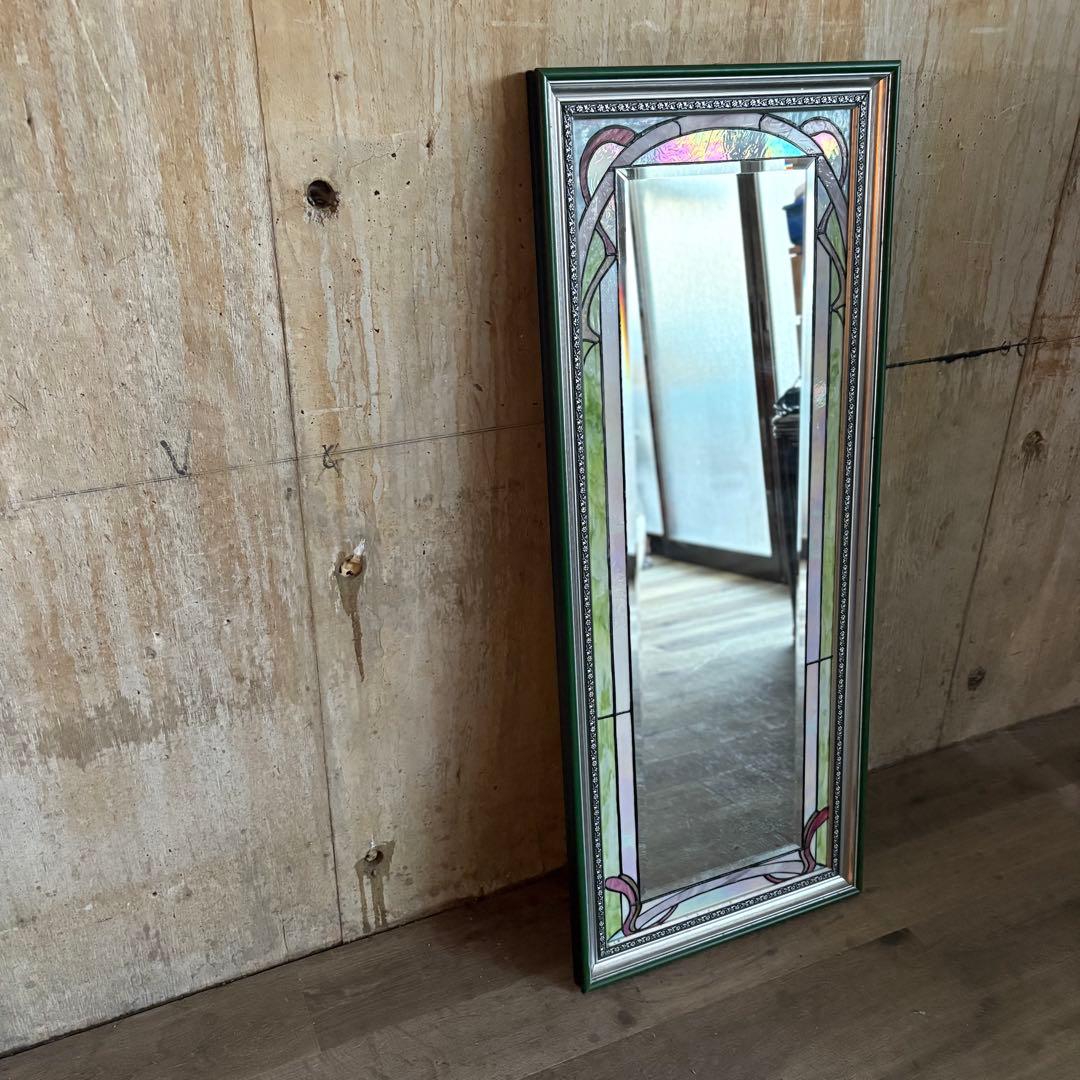 ステンドグラス　ウォールミラー　姿見　ロング　①