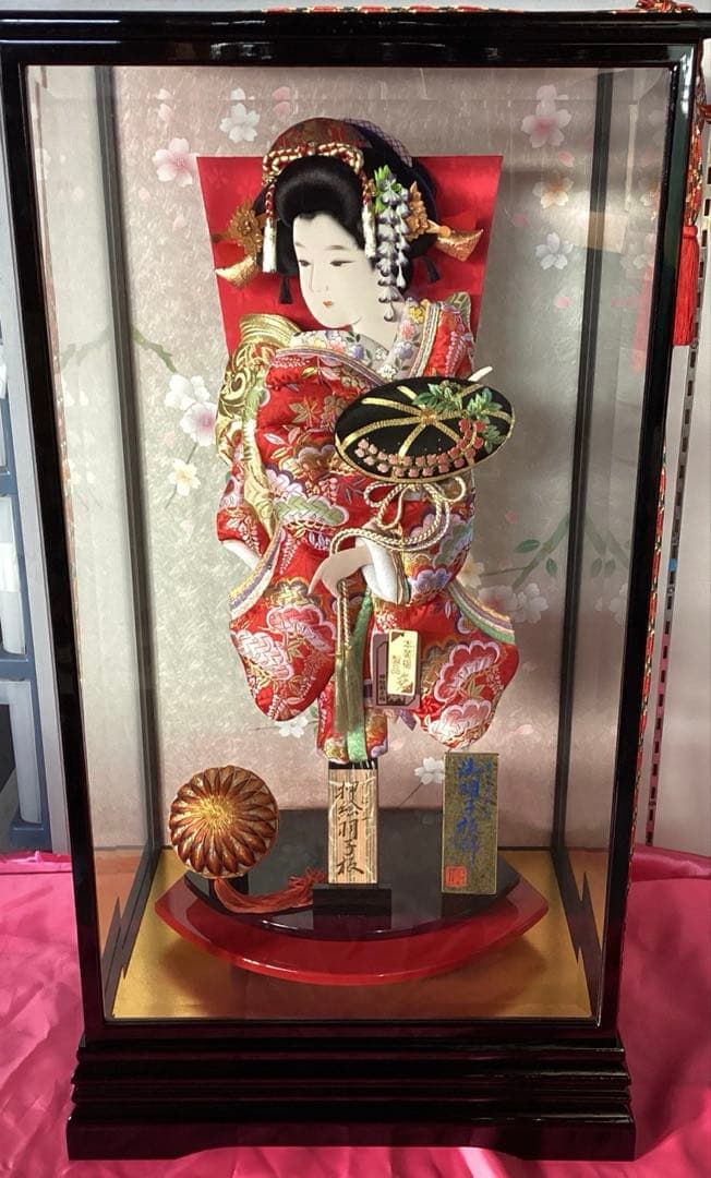 ③ 羽子板飾り　本仕立押絵　隆山作　彩雅　藤娘　本つげかんざし　18号