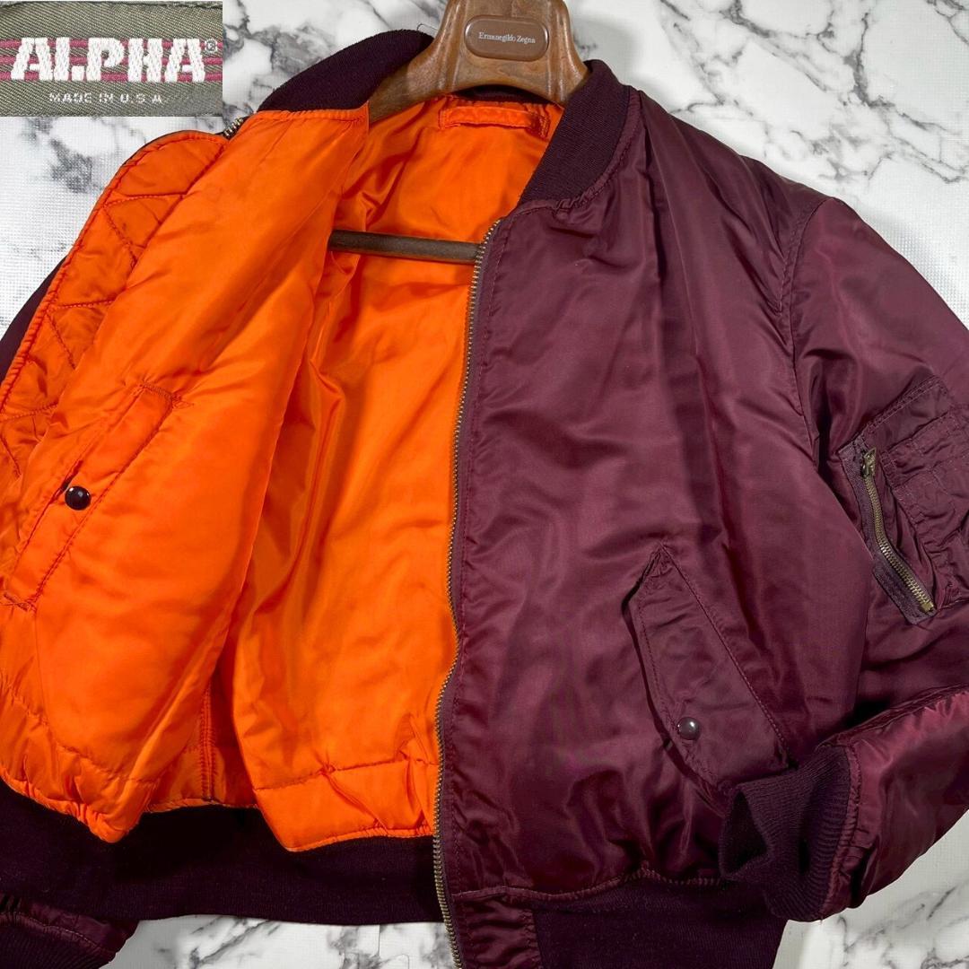 ✨88~92年製✨ (L) ALPHA MA-1 USA 80s ワインレッド